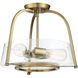 Dash 3 Light 16 inch Warm Brass Semi-Flush Ceiling Light