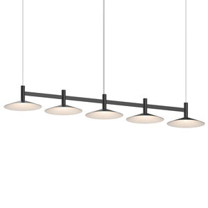 Systema Staccato LED 57 inch Satin Black Linear Pendant Ceiling Light, Shallow Cone Shades