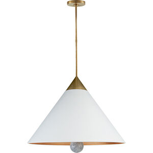 Kelly Wearstler Cleo 3 Light 30 inch Antique-Burnished Brass and White Marble Pendant Ceiling Light, Large