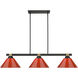 Bronte 3 Light 52.75 inch Matte Black and Rubbed Brass Billiard Light Ceiling Light in Burgundy