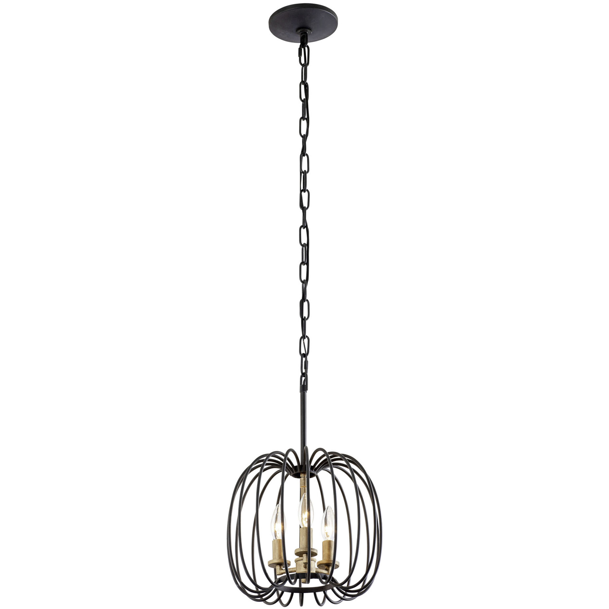 Nico 3 Light 12 inch Carbon and Havana Gold Mini Pendant Ceiling Light