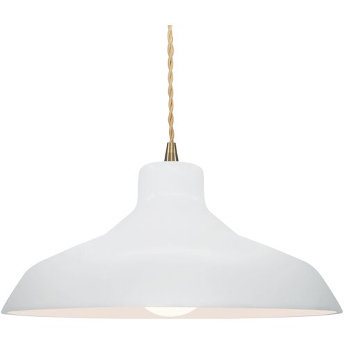 Radiance LED 15.5 inch Gloss White and Antique Brass Pendant Ceiling Light