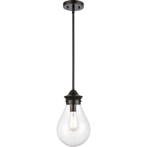 Genesis LED 8 inch Matte Black Mini Pendant Ceiling Light in Clear Glass