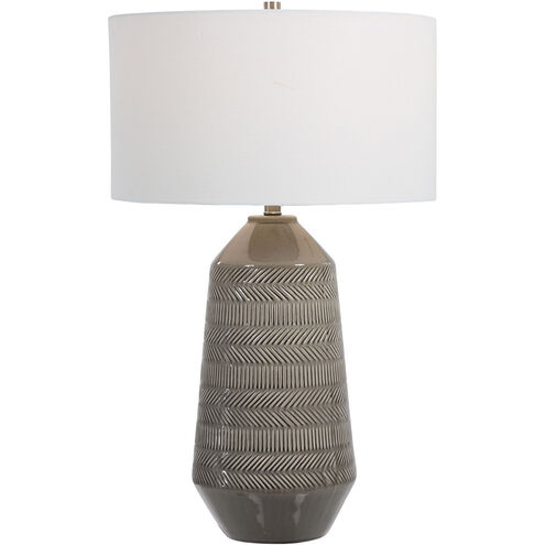 Rewind 32 inch 150.00 watt Soft Gray Glaze with Brushed Nickel Accents Table Lamp Portable Light