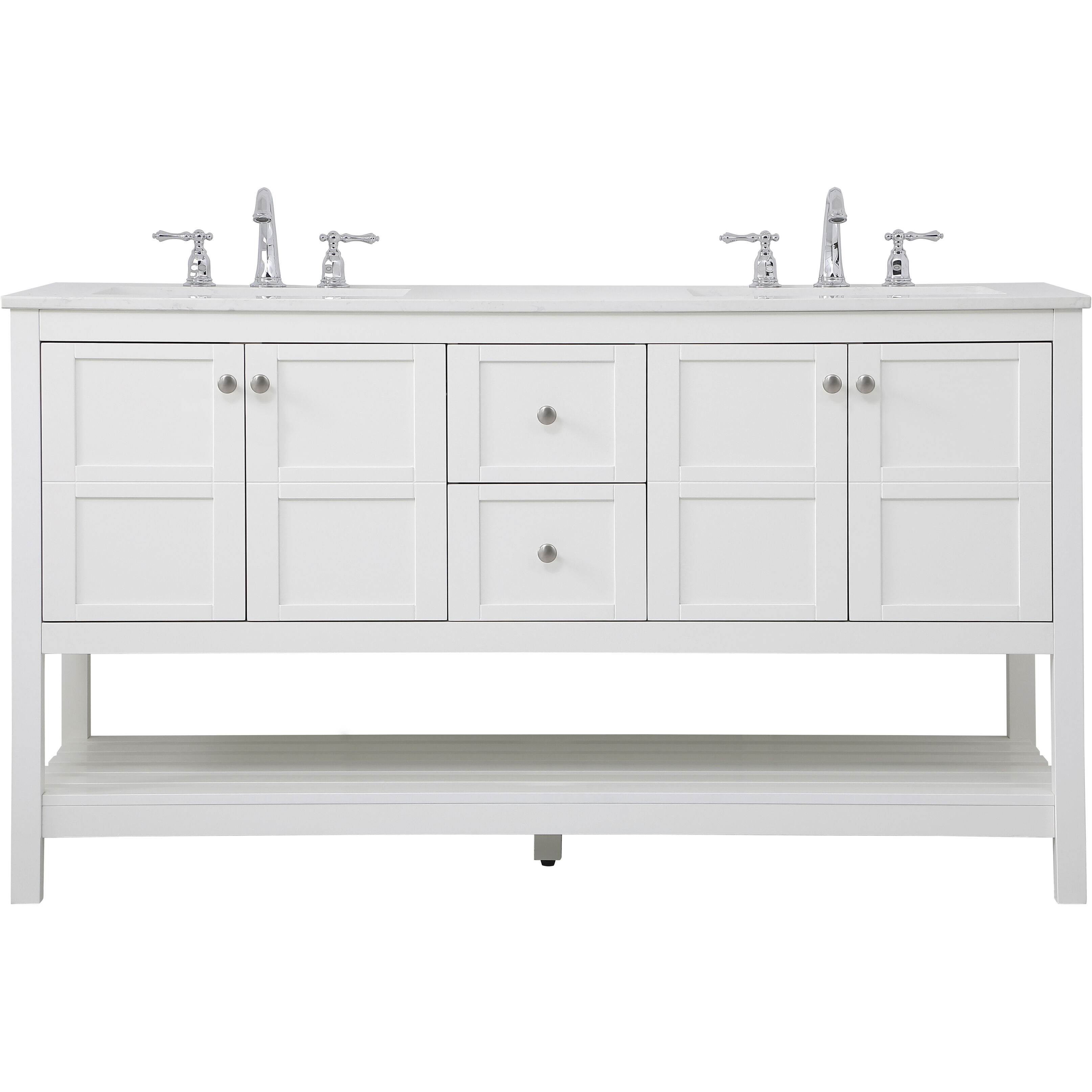 Theo 60 X 22 X 34 inch White Vanity Sink Set