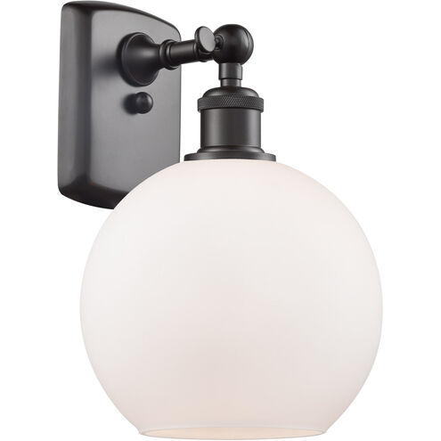 Ballston Athens LED 8 inch Oil Rubbed Bronze Sconce Wall Light in Matte White Glass, Ballston