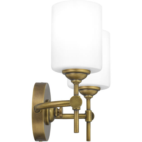 Aria 2 Light 15 inch Weathered Brass Bath Light Wall Light