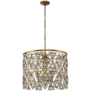 Triangulo 6 Light 28 inch True Brass Pendant Ceiling Light