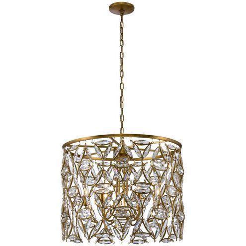 Triangulo 6 Light 28 inch True Brass Pendant Ceiling Light in Firenze Clear