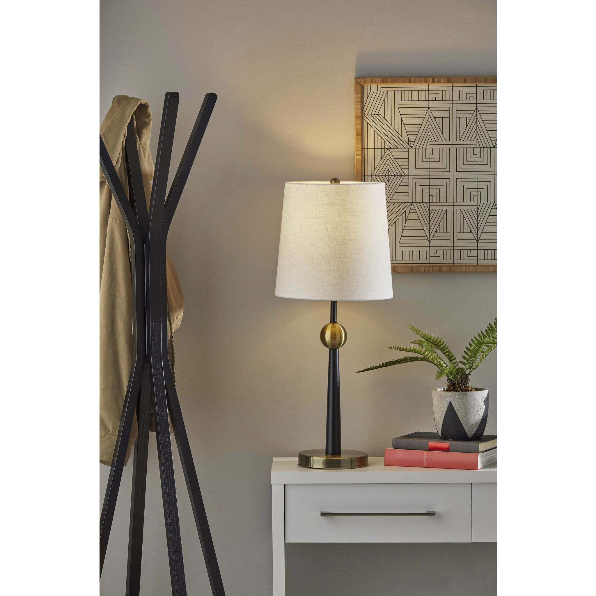 Francis 29 inch 100.00 watt Black and Antique Brass Table Lamp Portable Light