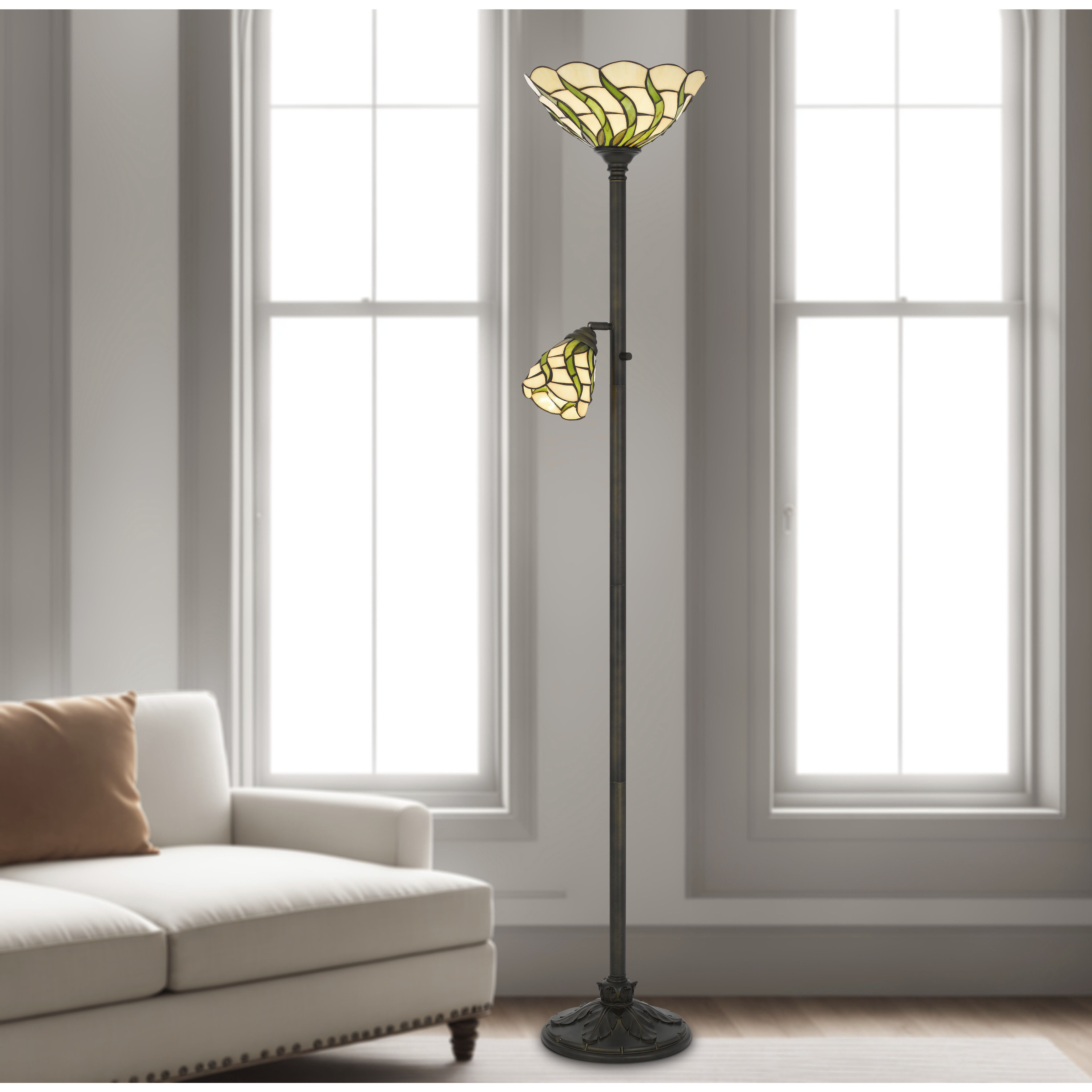 Galgate 71 inch 15 watt Matte Black and Tiffany Torchiere Portable Light