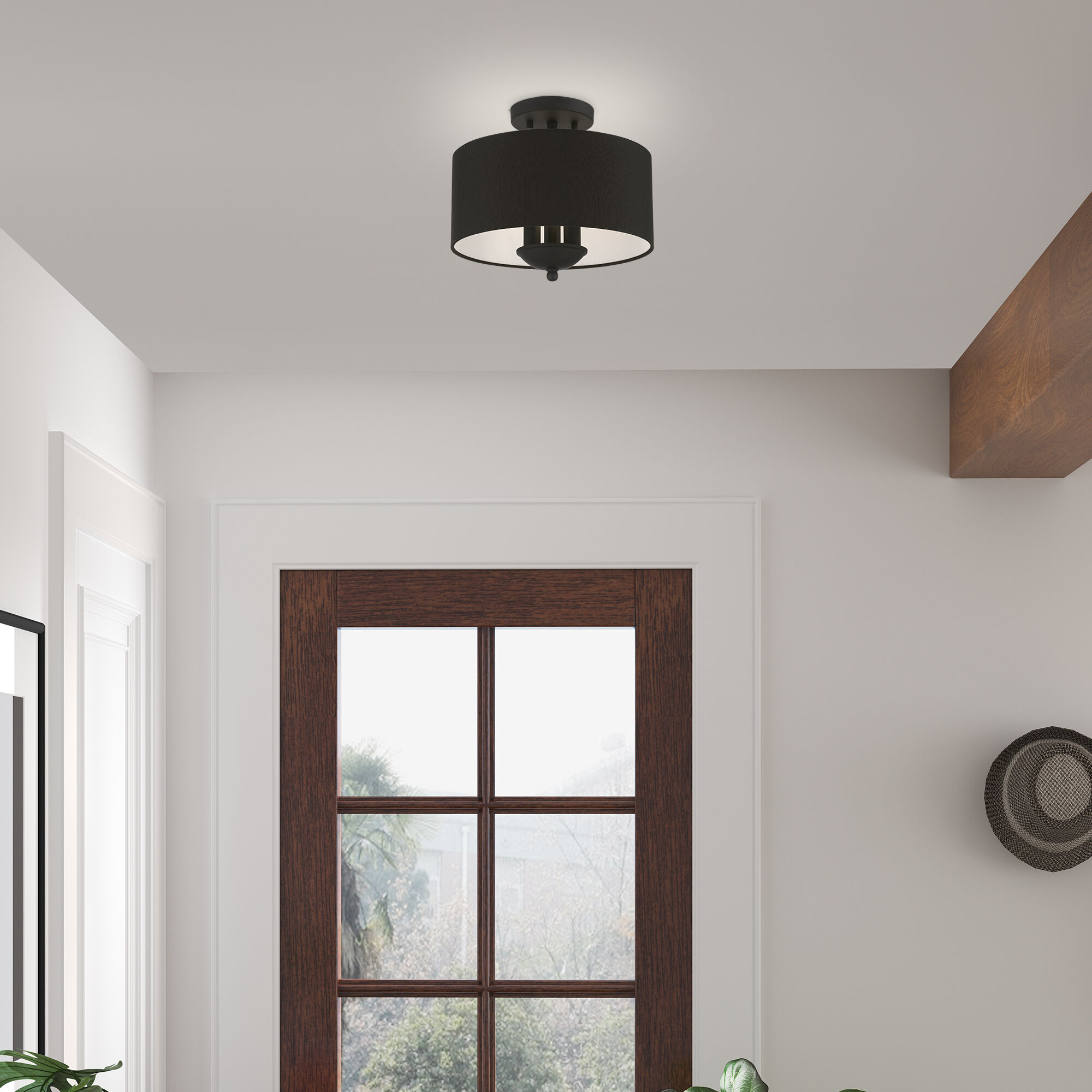 Birchwood 3 Light 12 inch Black Semi-Flush Mount Ceiling Light