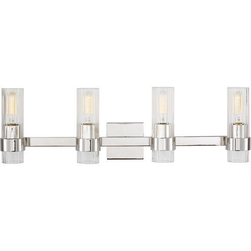 C&M by Chapman & Myers Geneva 4 Light 30 inch Polished Nickel Vanity Light Wall Light