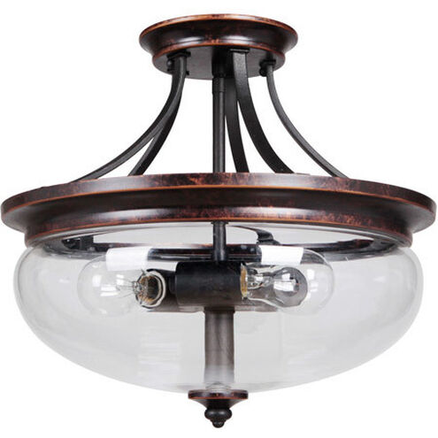 Stafford 3 Light 15 inch Aged Bronze/Textured Black Semi Flush Ceiling Light