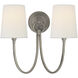 Thomas O'Brien Reed 2 Light 15 inch Antique Nickel Double Sconce Wall Light in Linen