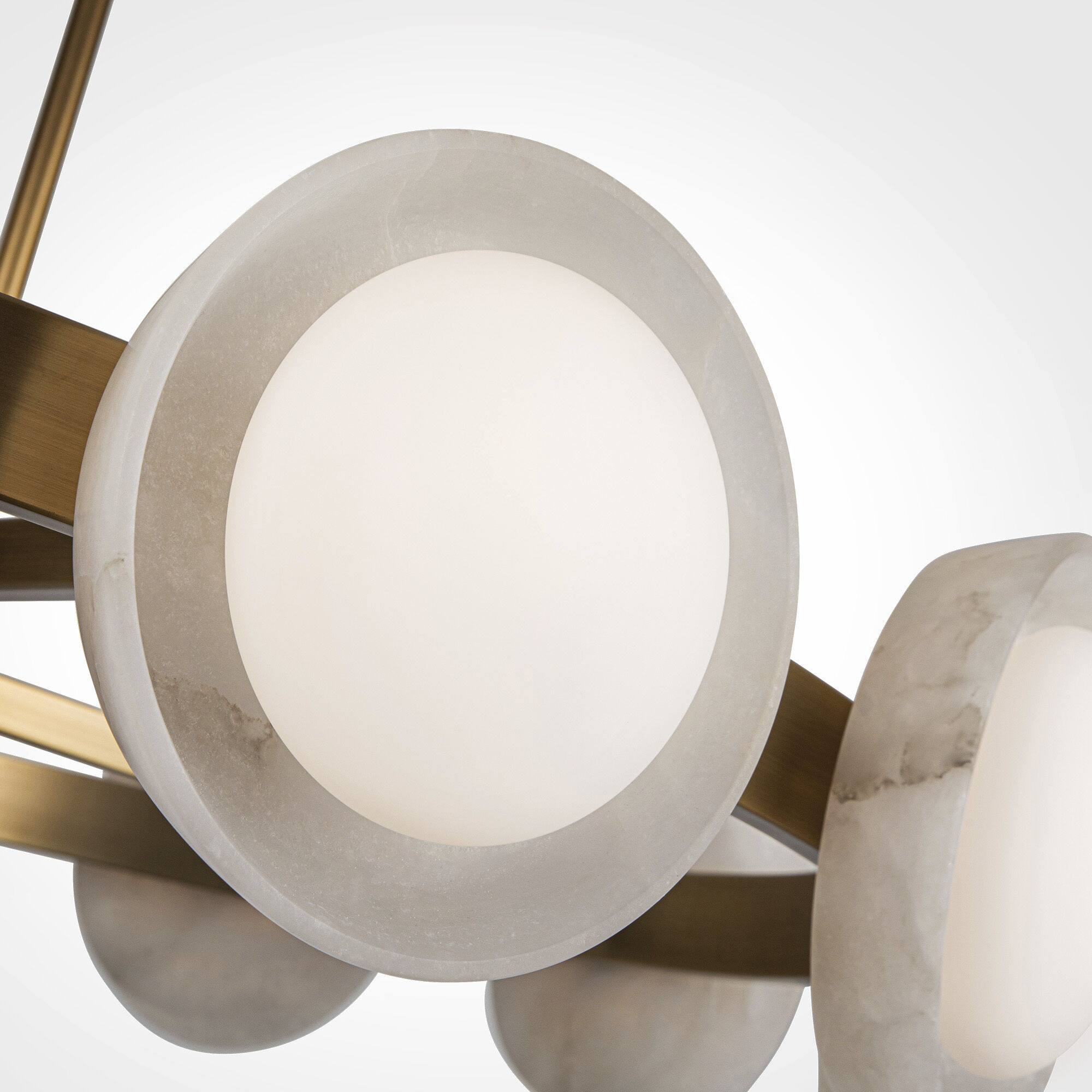 Alonso LED 50.5 inch Vintage Brass/Alabaster Chandelier Ceiling Light in Vintage Brass and Alabaster