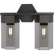 Claverack 2 Light 13.63 inch Matte Black Bath Vanity Light Wall Light in Plated Smoke Glass