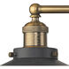 English Pub Vanity Light Wall Light in Antique Brass, Graphite
