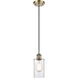 Ballston Clymer 1 Light 4 inch Antique Brass Mini Pendant Ceiling Light in Incandescent, Clear Glass, Ballston