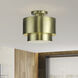 Zolana 2 Light 12 inch Antique Brass Semi Flush Mount Ceiling Light, Medium