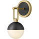 Bowie 1 Light 7.75 inch Lacquered Brass and Black Bath Sconce Wall Light in Lacquered Brass with Black