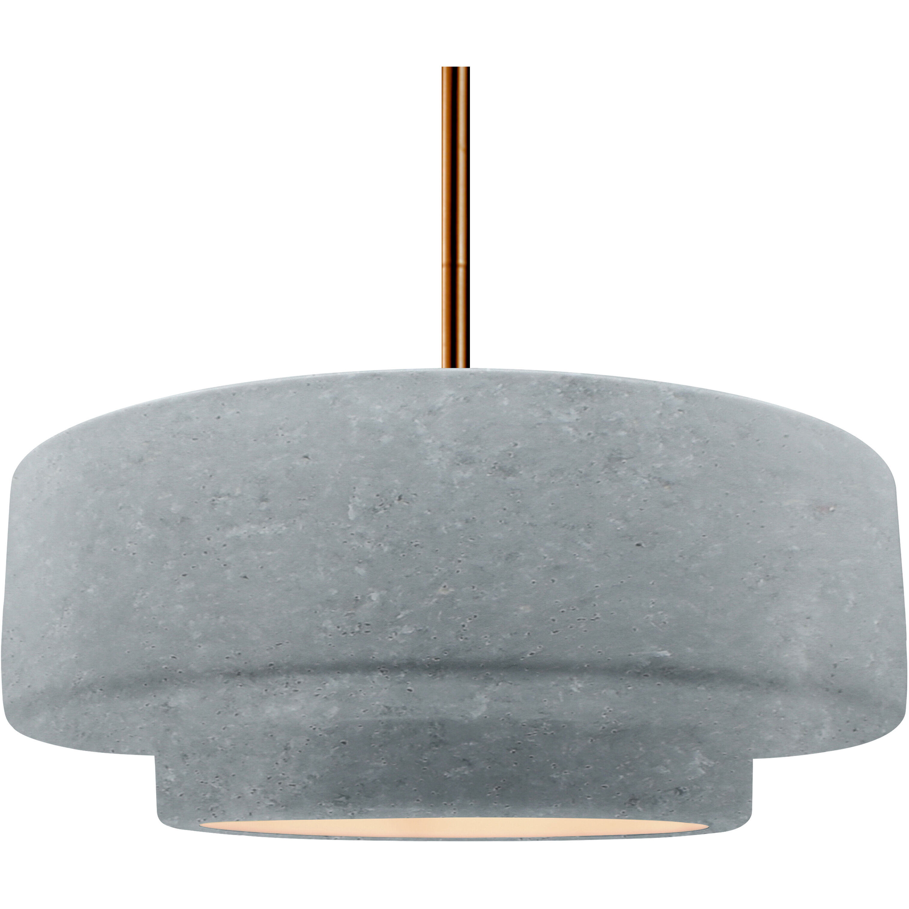 Radiance Collection - Tier Pendant Ceiling Light in Brushed Brass, Replaceable Bulb, Rigid Stem, Concrete, 16.25W x 6H, Form+Finish+Function