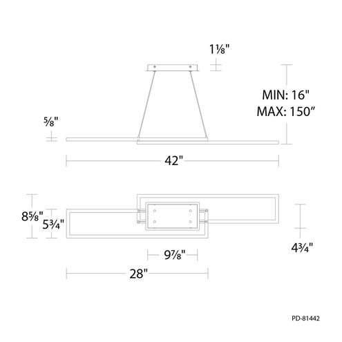 Double Entendre Linear Pendant Ceiling Light in 4000K, dweLED
