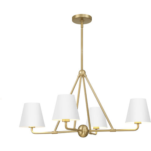 Xavier 4 Light 31.75 inch Vibrant Gold and White Chandelier Ceiling Light