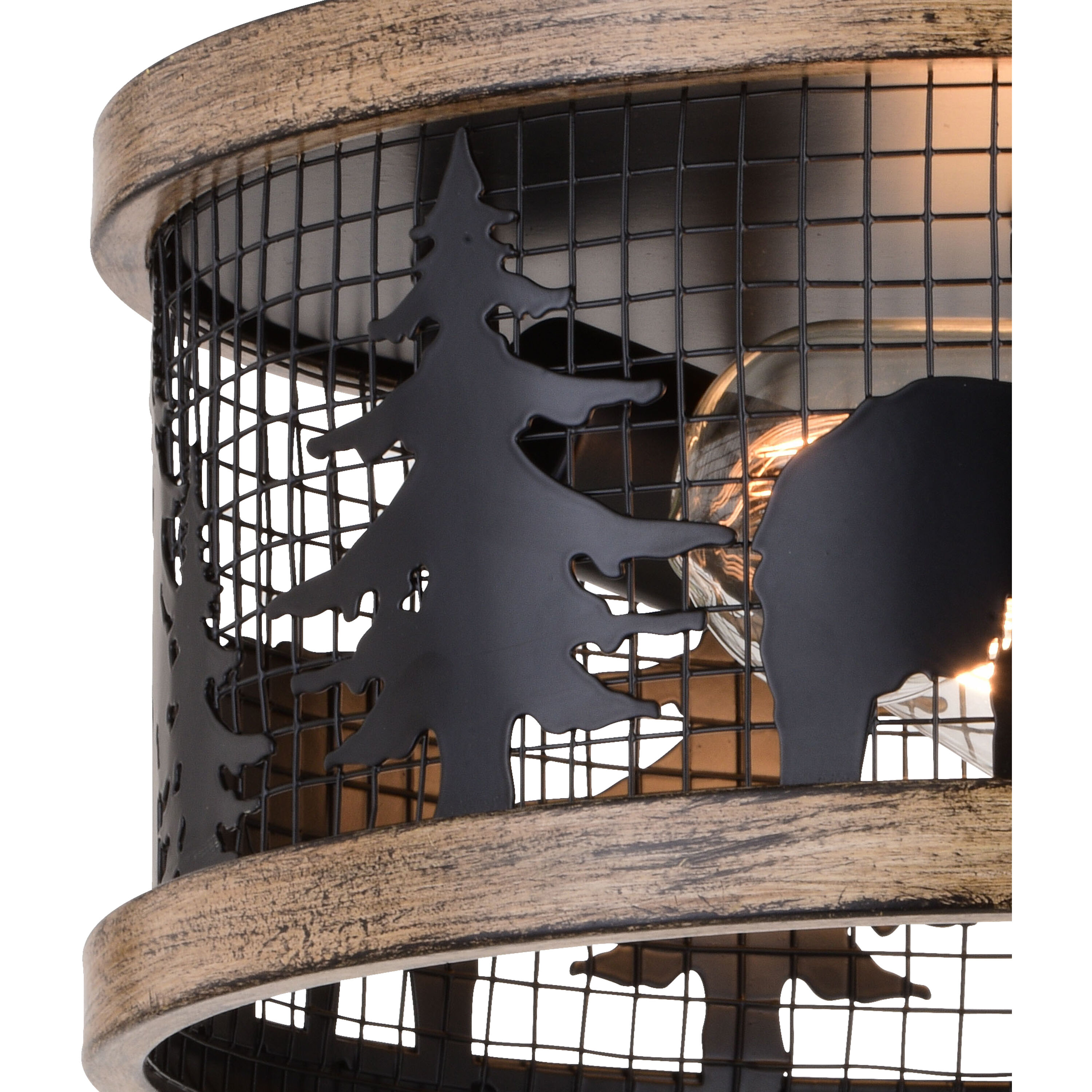 Kodiak LED 12 inch Black and Burnished Teak Flush Mount Ceiling Light