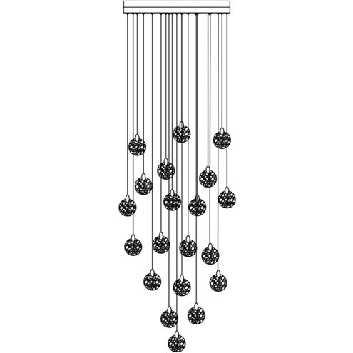 Snowflake LED 31.5 inch Matte Black and Satin Brass Chandelier Ceiling Light