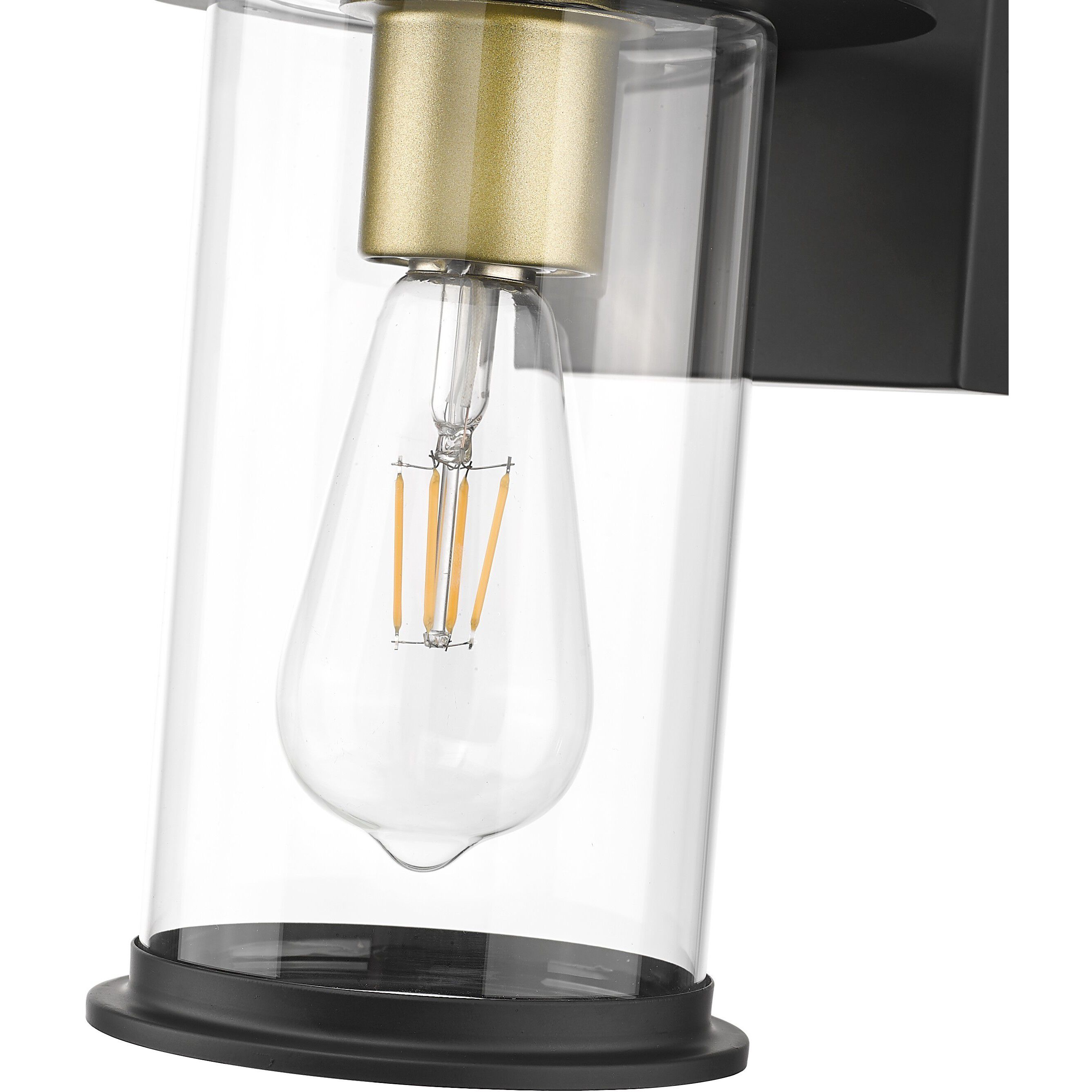 Stockwell 1 Light 12 inch Matt Black and Brass Exterior Wall Mount