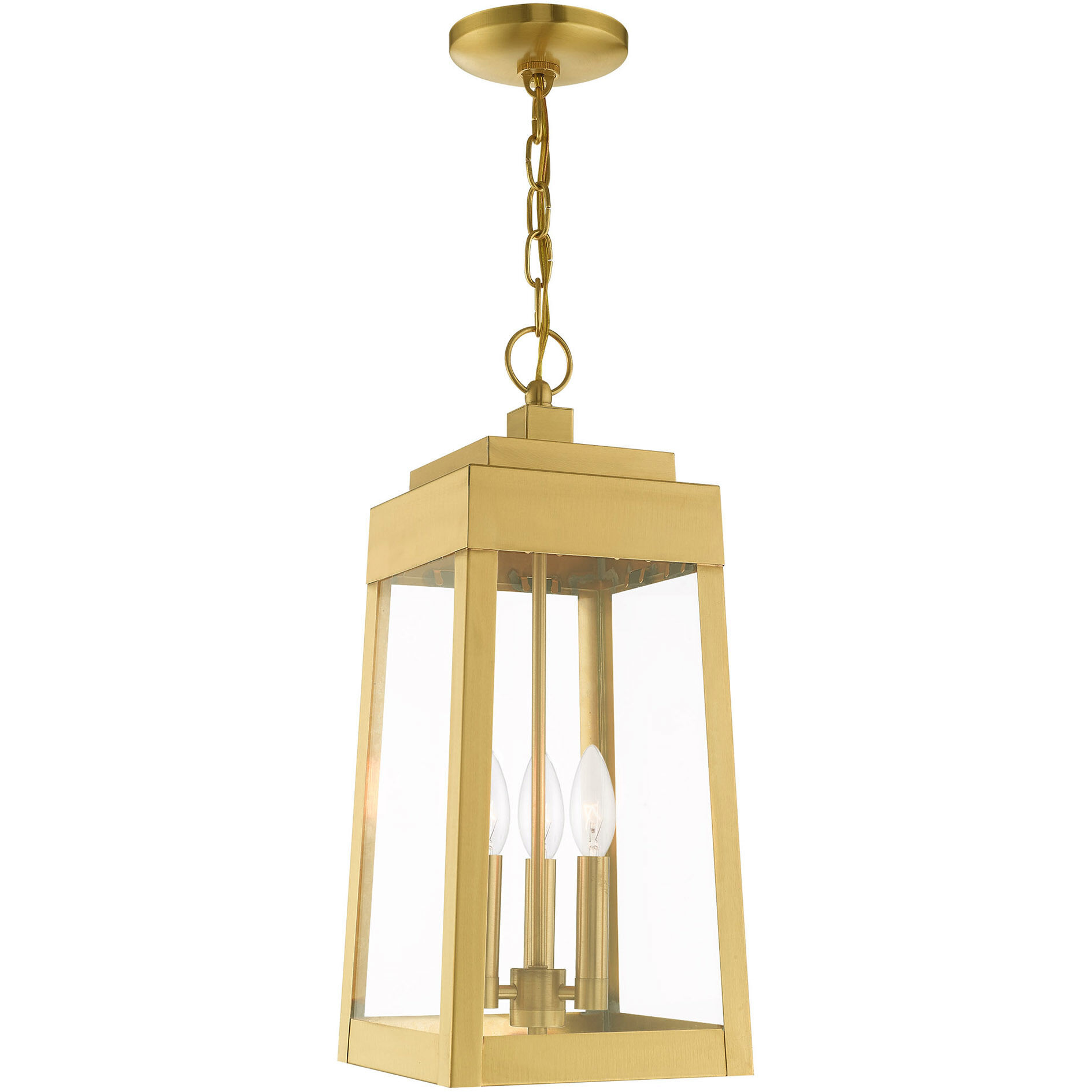 Oslo 3 Light 8 inch Satin Brass Outdoor Pendant Lantern