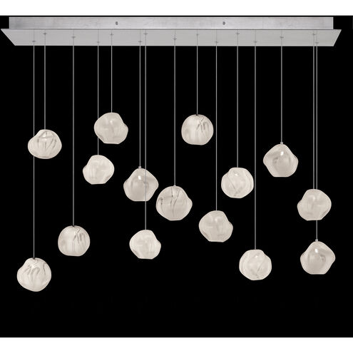 Vesta LED 48 inch Silver Pendant Ceiling Light in White Studio Glass