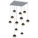 Cabochon LED Classic Silver with Black Marble Pendant Chandelier Ceiling Light in Amber, 2700K LED