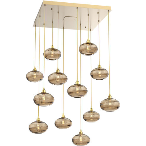 Coppa 12 Light Gilded Brass Chandelier Ceiling Light, Square Multi-Port