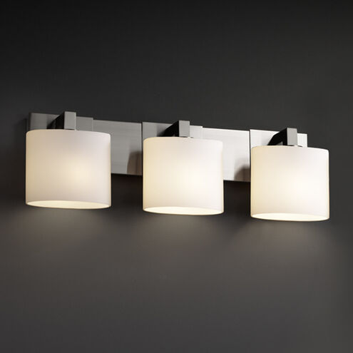 Fusion 3 Light 28 inch Brushed Nickel Bath Bar Wall Light in Oval, Incandescent, Opal Fusion