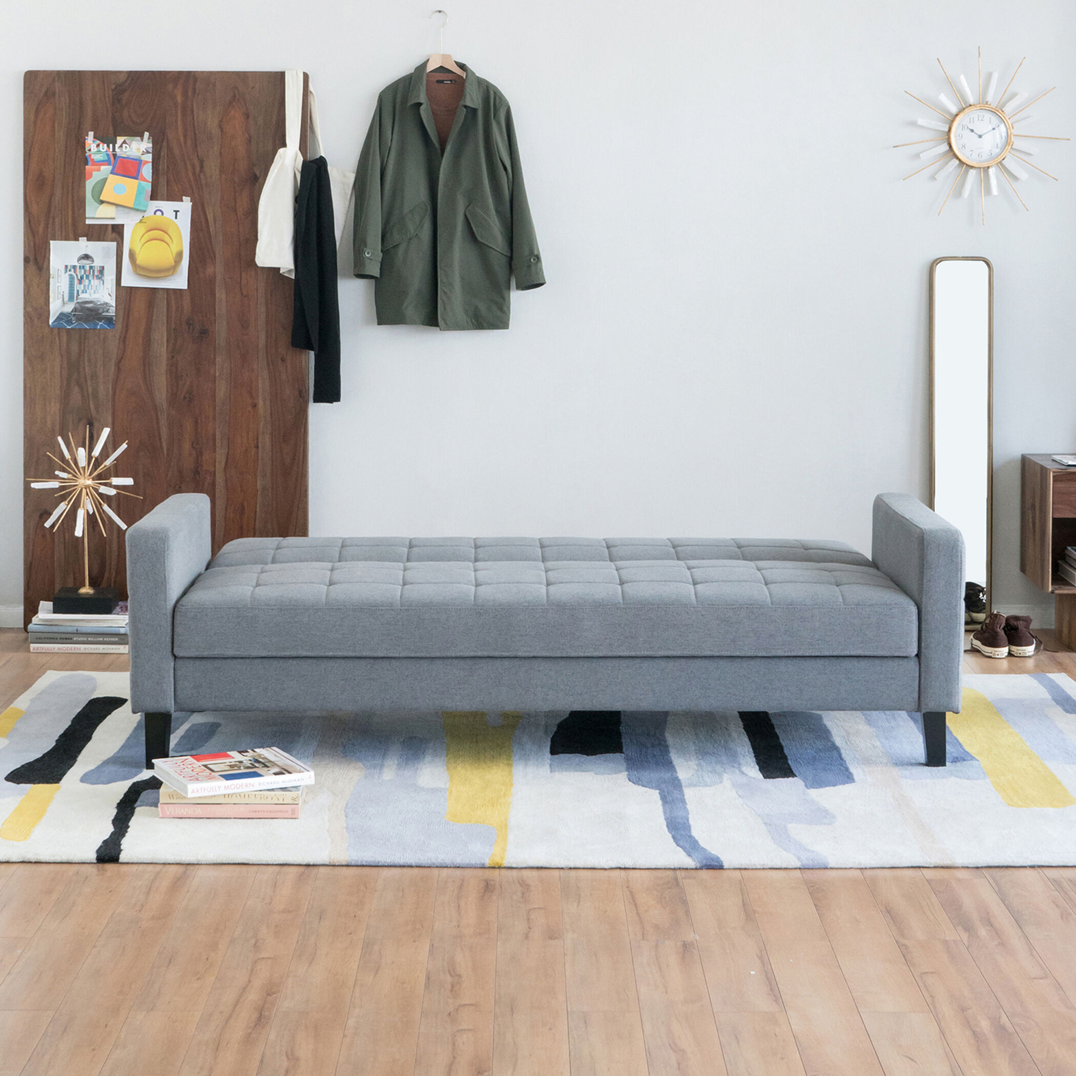 Small Biscuit Tufted Gray Sofa