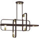 Bergamo 6 Light 42 inch Bronze with Antique Brass Accents Linear Chandelier Ceiling Light