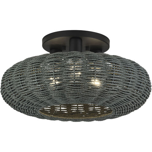 Deluna 3 Light 18 inch Black Semi Flush Mount Ceiling Light, Large