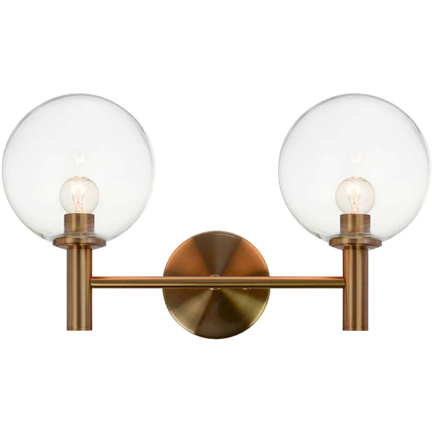 Cosmo 2 Light 17 inch Aged Gold Brass Wall Sconce Wall Light in Aged Gold Brass and Clear