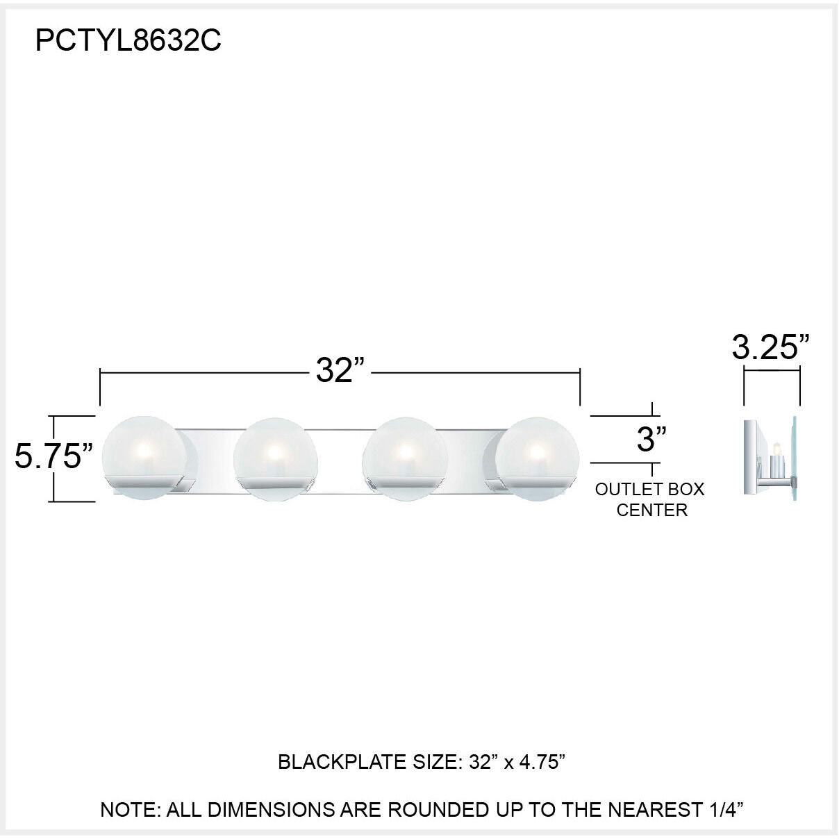 Tyleigh 4 Light 32 inch Polished Chrome Bath Light Wall Light