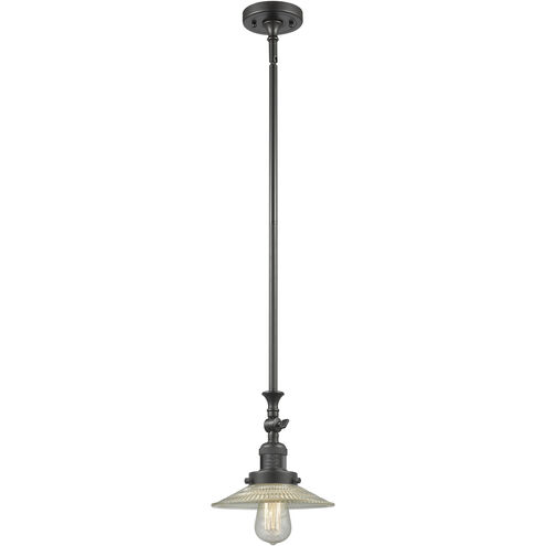 Franklin Restoration Halophane LED 8.5 inch Oil Rubbed Bronze Mini Pendant Ceiling Light in Clear Halophane Glass, Franklin Restoration
