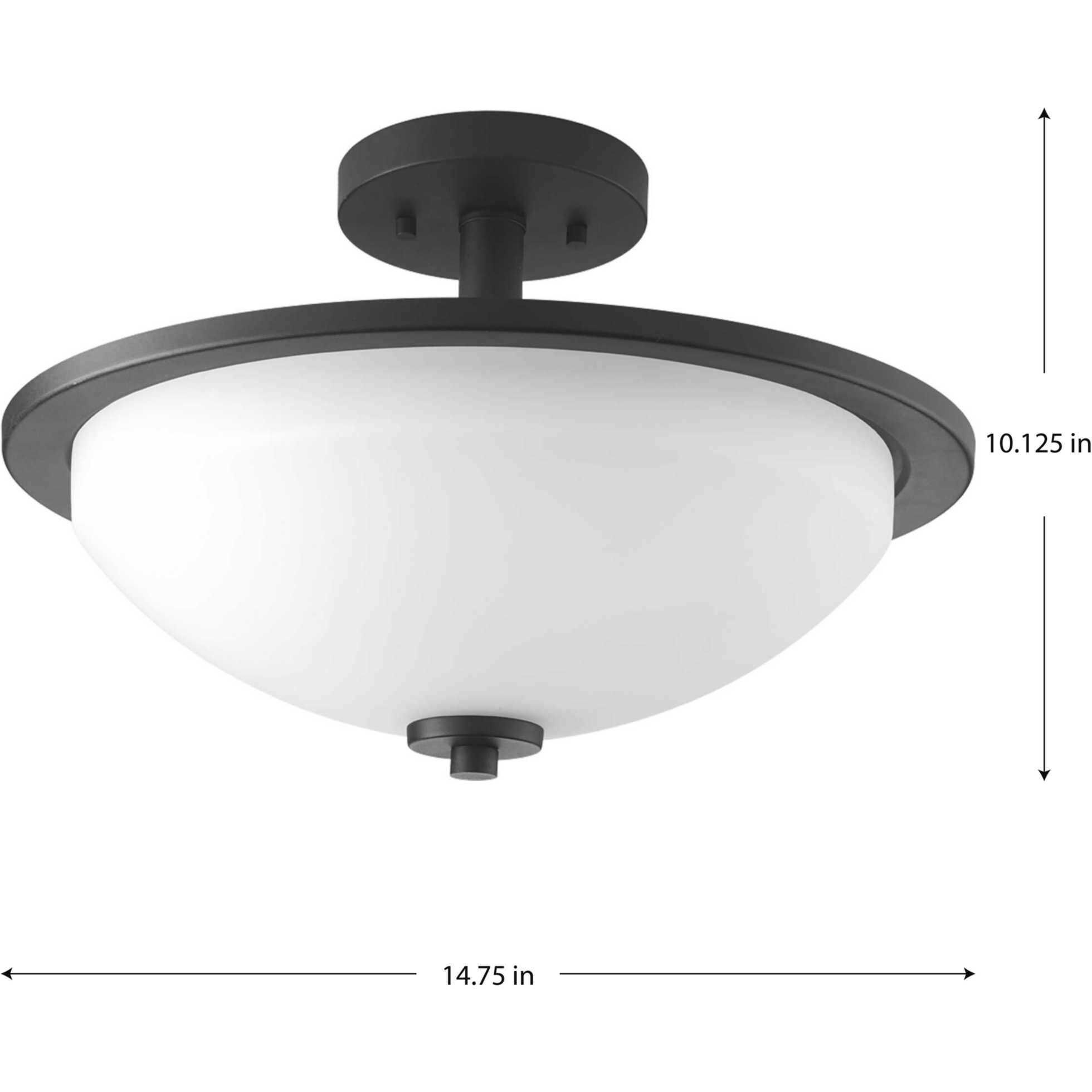 Replay 2 Light 14.75 inch Black Semi-Flush Mount Ceiling Light