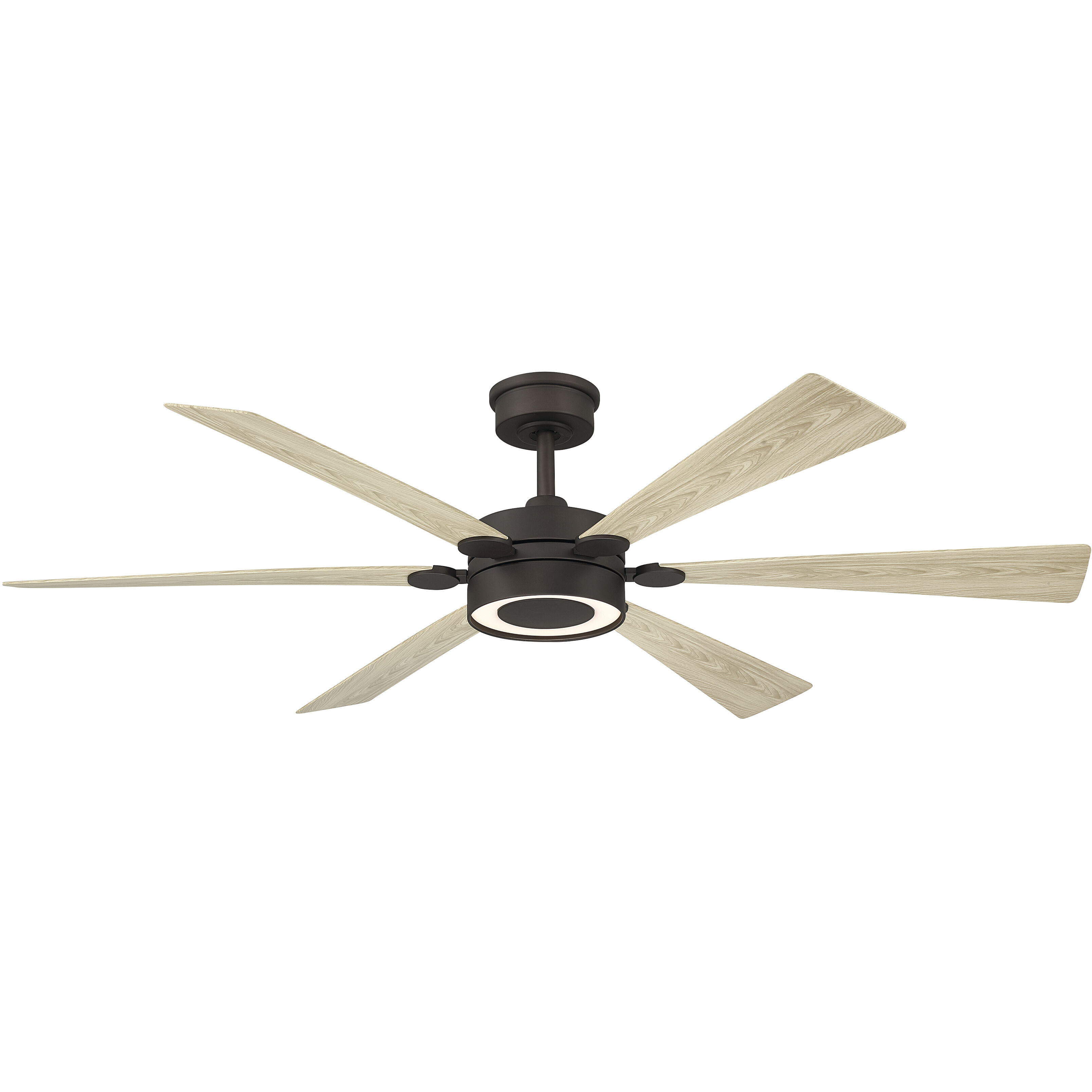 Brenix 60 inch Dark Bronze with White Oak Blades Smart Ceiling Fan