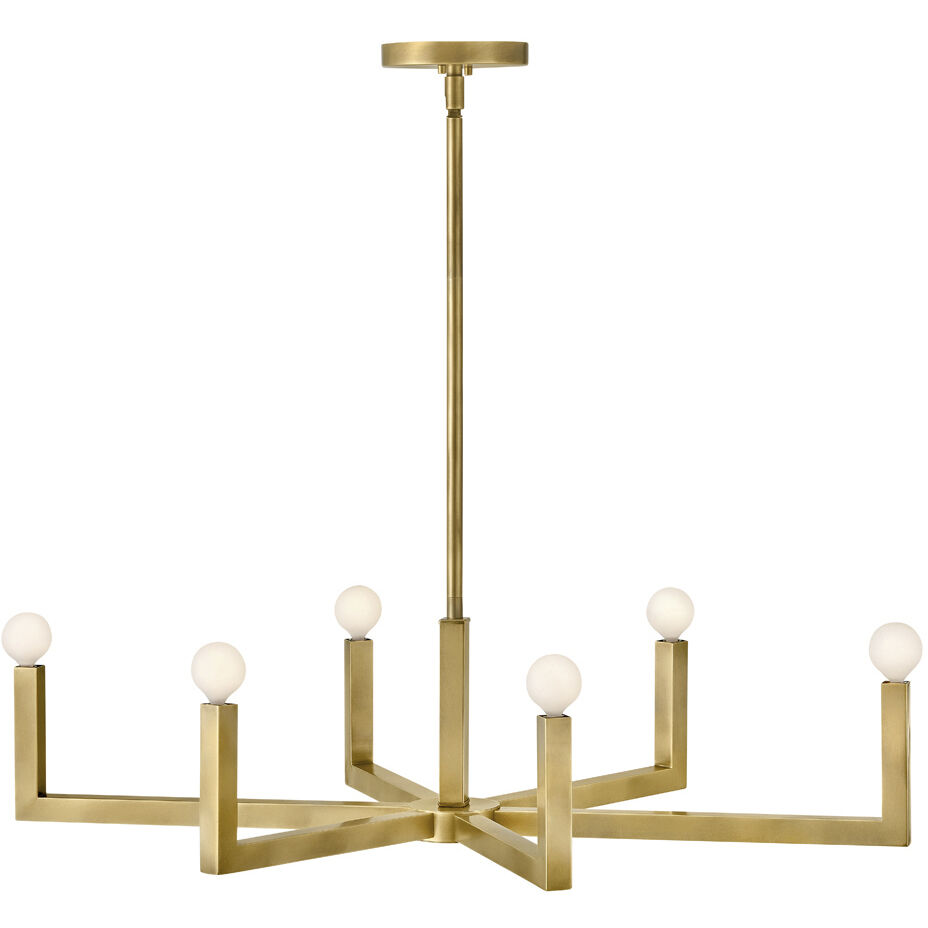 Ezra 6 Light 36 inch Heritage Brass Indoor Linear Chandelier Ceiling Light