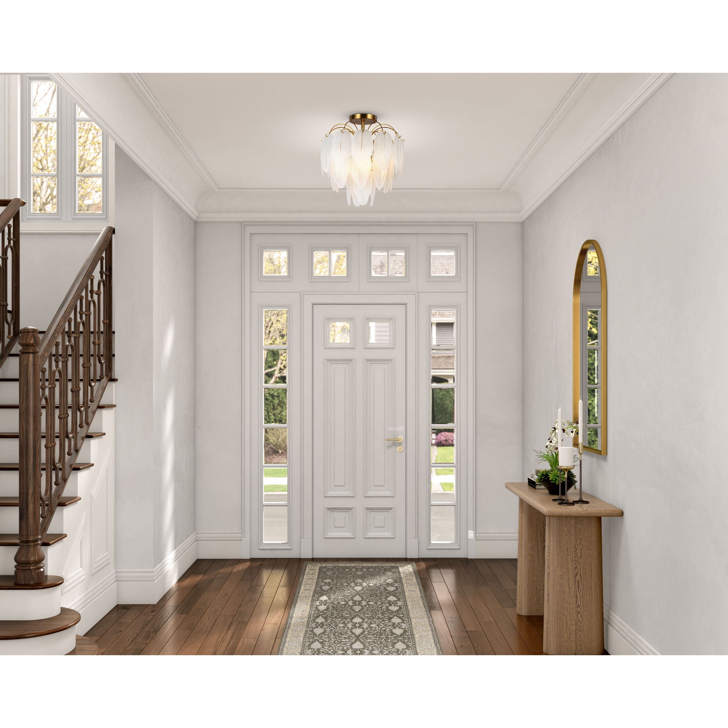 Alessia 4 Light 13.6 inch Brushed Brass and White Semi-Flush Mount Ceiling Light