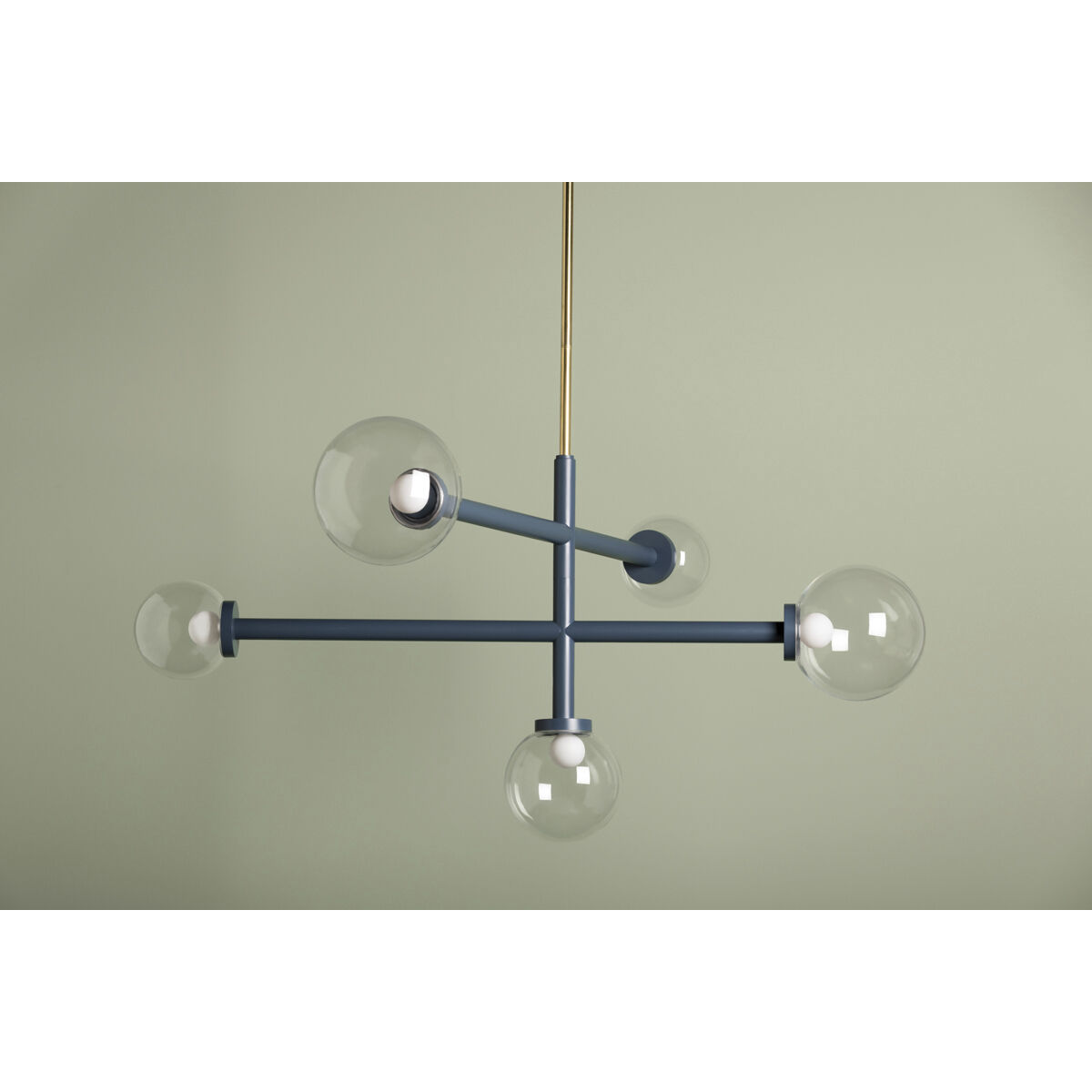 Sia 5 Light 43.25 inch Aged Brass/Slate Blue Chandelier Ceiling Light