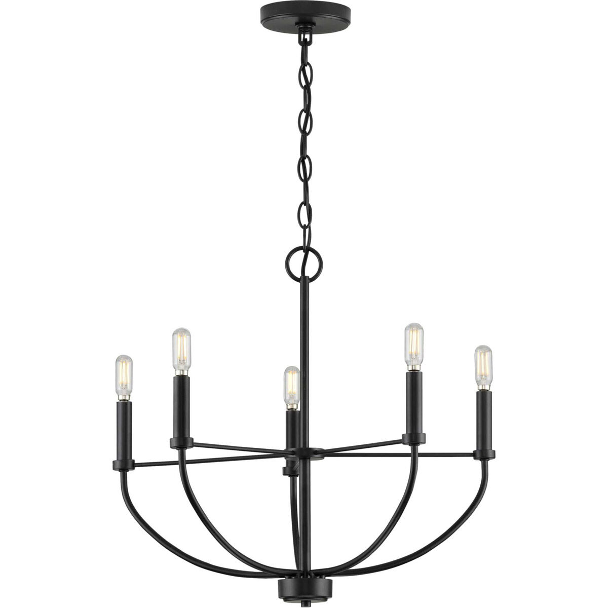 Leyden 5 Light 22 inch Matte Black Chandelier Ceiling Light