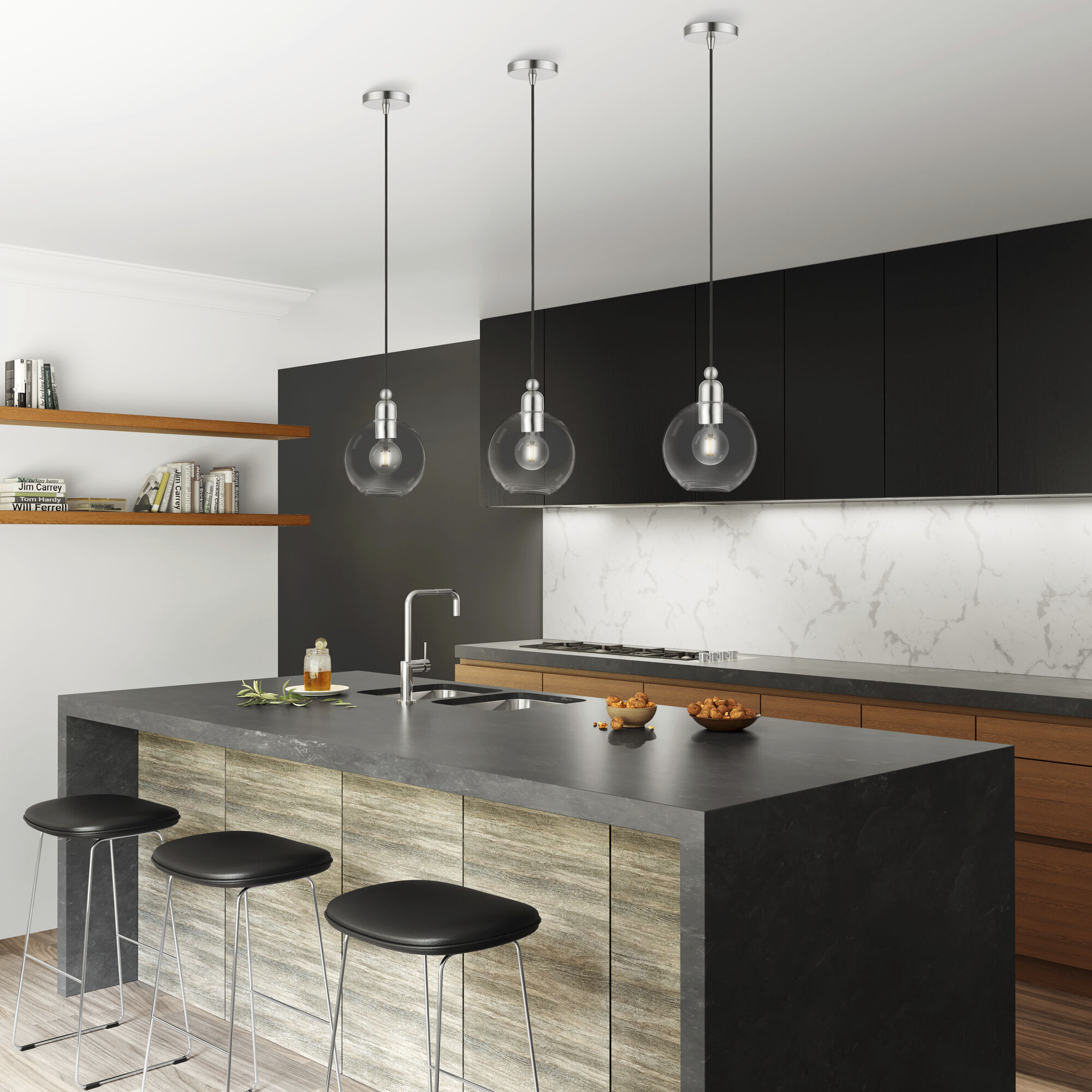 Downtown 1 Light 8 inch Brushed Nickel Pendant Ceiling Light, Sphere