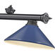 Cordon 3 Light 58 inch Bronze Plate Billiard Ceiling Light in Navy Blue Steel